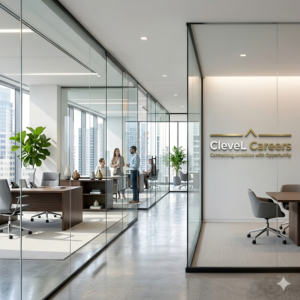 Modern Office with Clevel Careers Logo