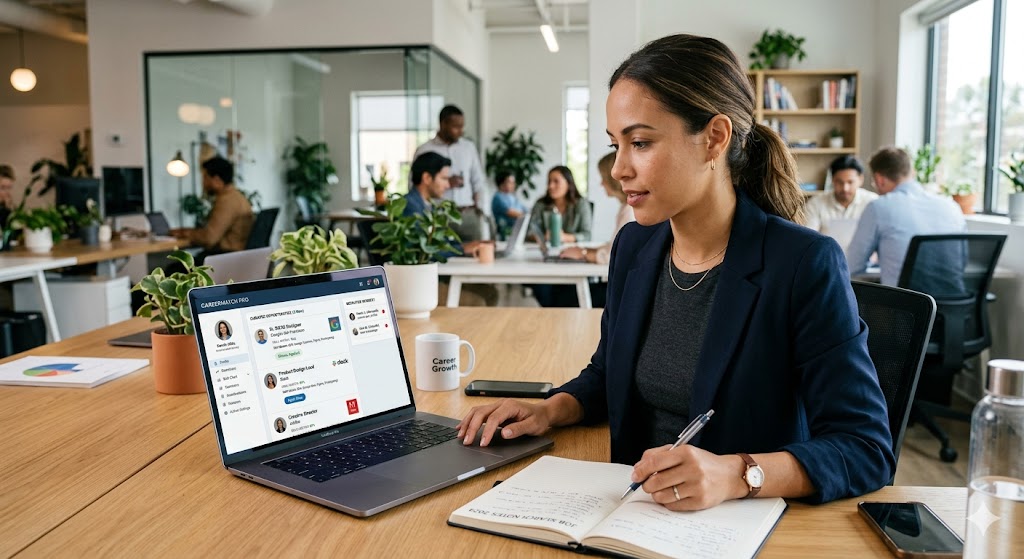 Modern Office with Clevel Careers Logo